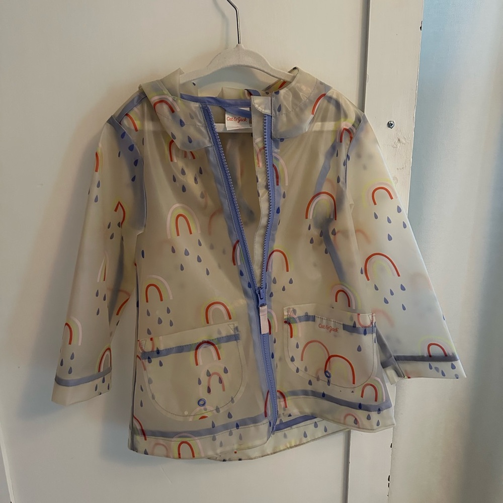 Cat & Jack Kids' Blue Raincoat with Rainbow Accents